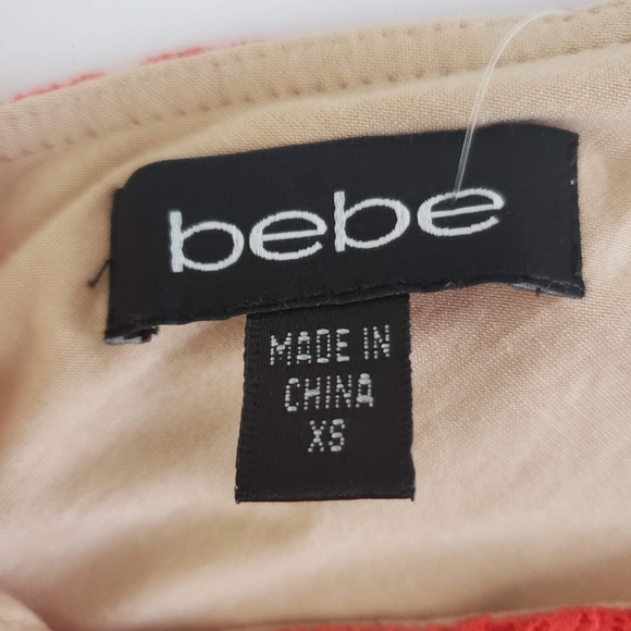 BeBe Betsy Border V-neck Lace Day dress /Fiery Red - Picture 6 of 9